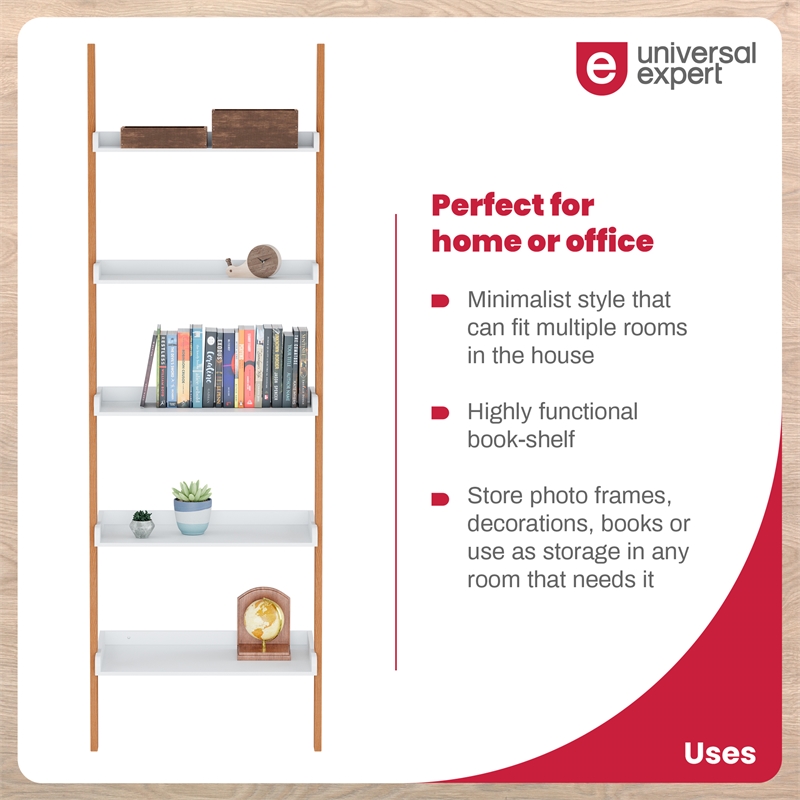 Universal Expert Remus Ladder Bookshelf Modern Oak and White