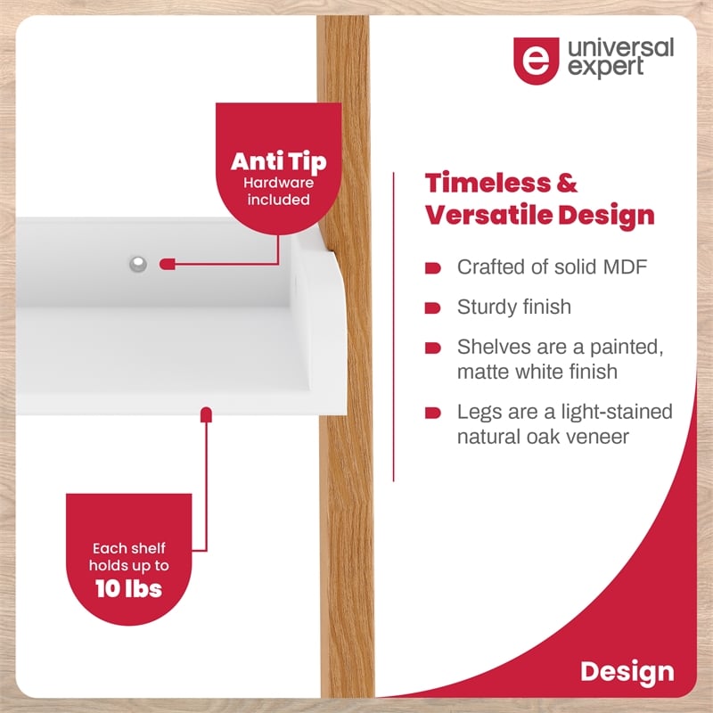 Universal Expert Remus Ladder Bookshelf Modern Oak and White