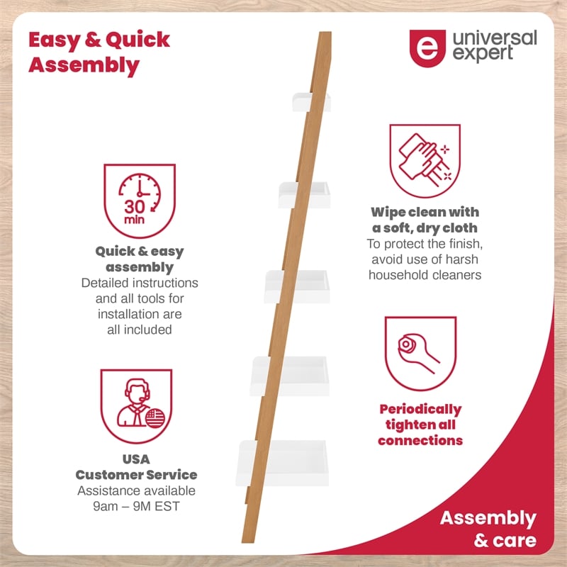 Universal Expert Remus Ladder Bookshelf Modern Oak and White