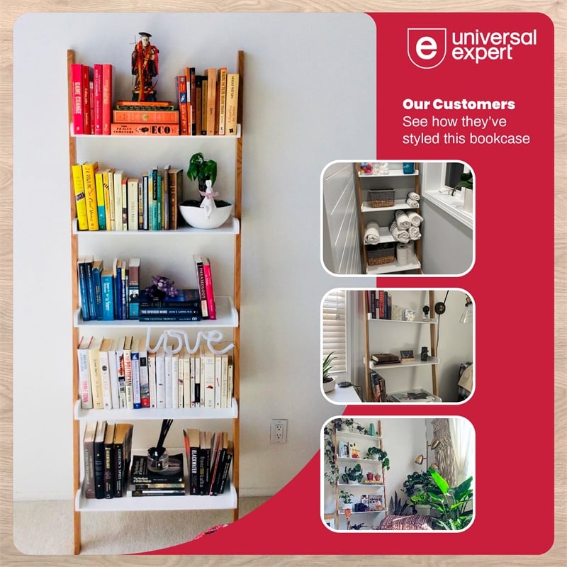 Universal Expert Remus Ladder Bookshelf Modern Oak and White