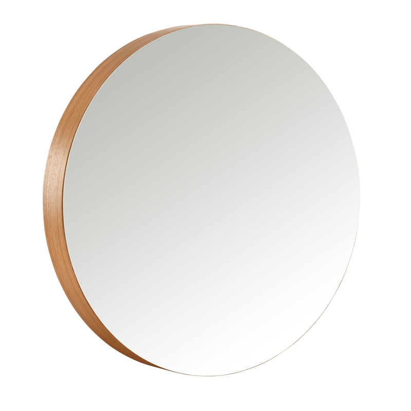 Universal Expert Remus Round Mirror Modern Oak