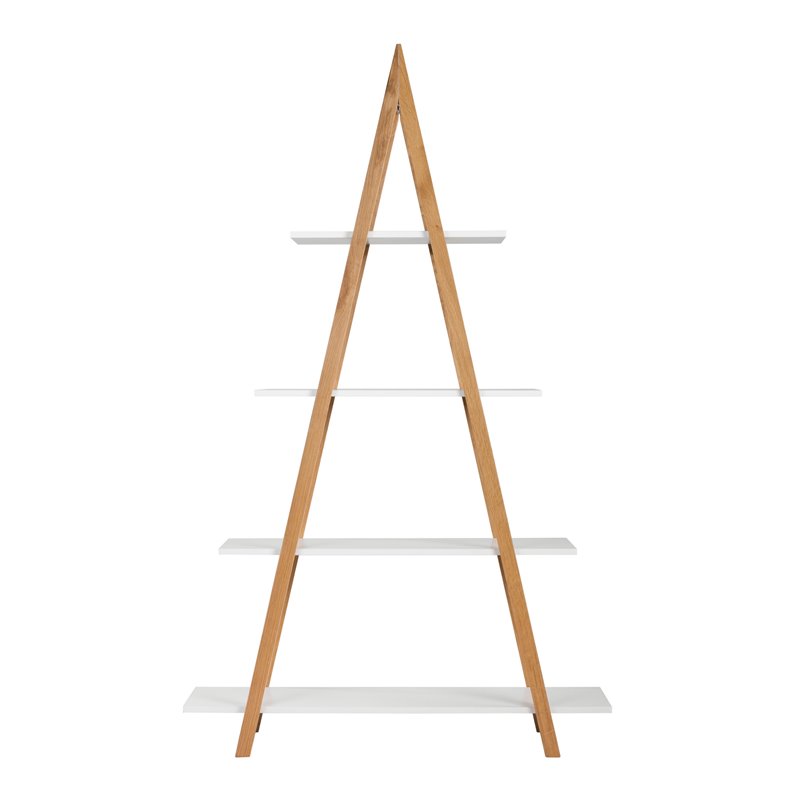 Universal Expert Abacus Ladder Bookshelf Modern Oak And White