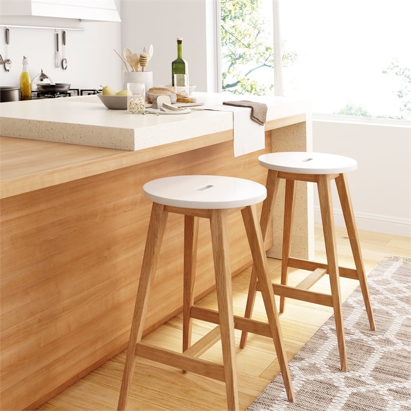 Universal Expert Abacus Barstool Modern Oak and White