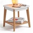 Universal Expert Remus Square Side Table Modern Oak Wood White Color
