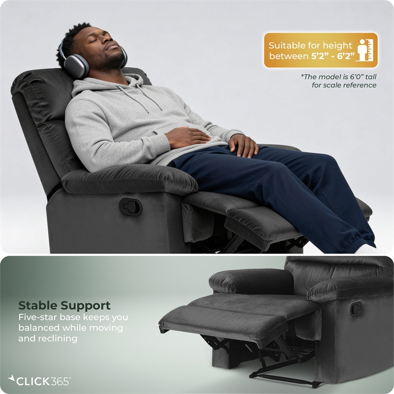 ClickDecor Davis Recliner Chair Dark Gray