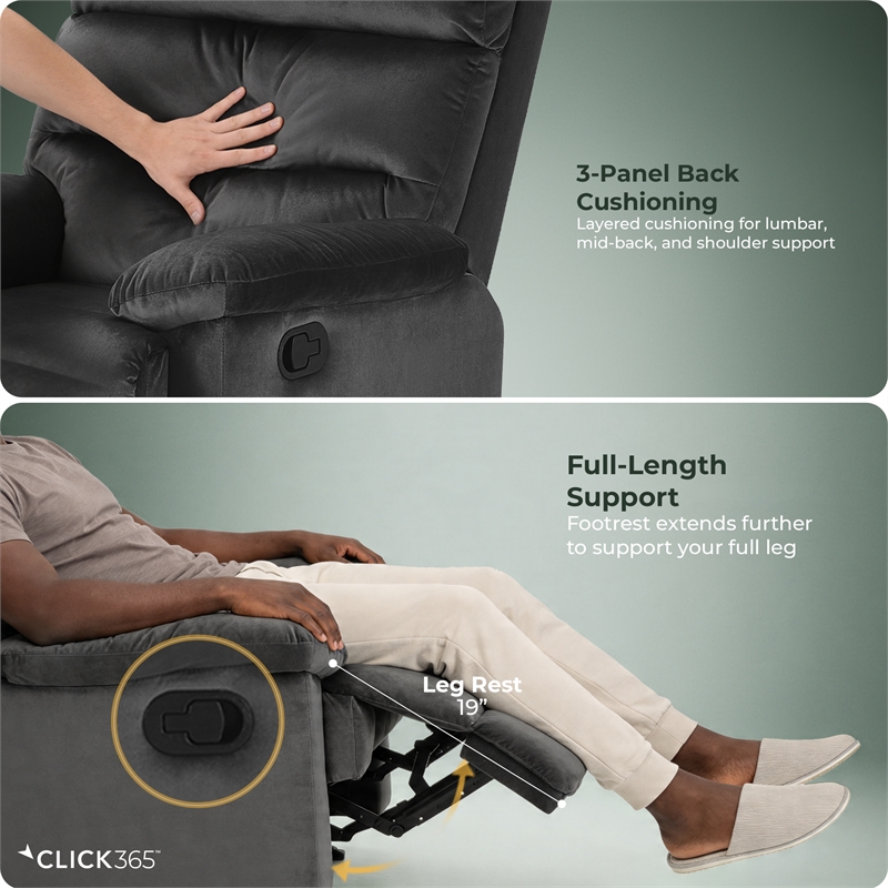 ClickDecor Davis Recliner Chair Dark Gray