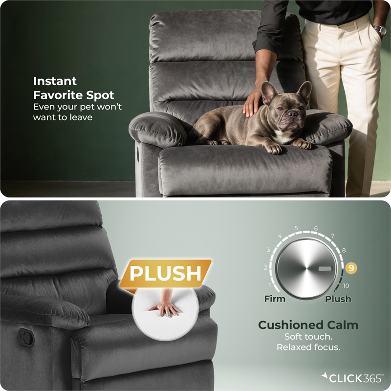 ClickDecor Davis Recliner Chair Dark Gray