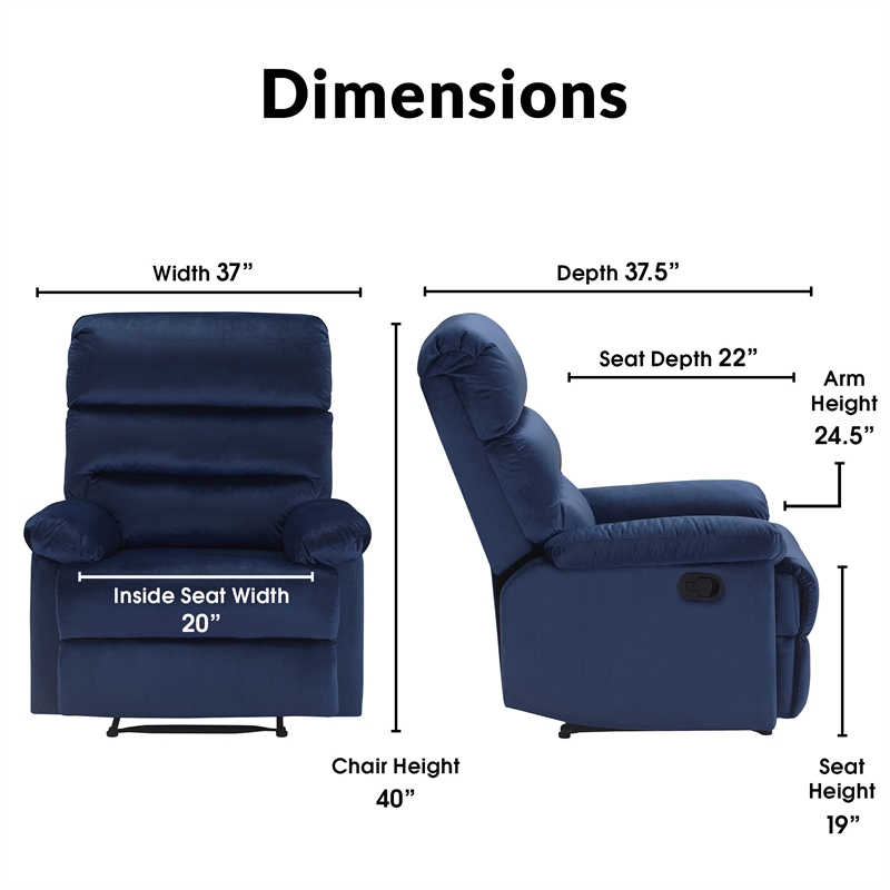ClickDecor Davis Recliner Chair Blue