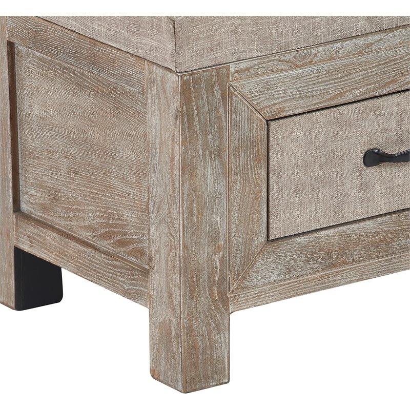 ClickDecor Cottage Upholstered Storage Bench Weathered Ash