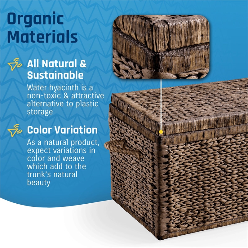 Click365 Storage Trunk Farmhouse Style Large Deep Woven Black Washed Wicker