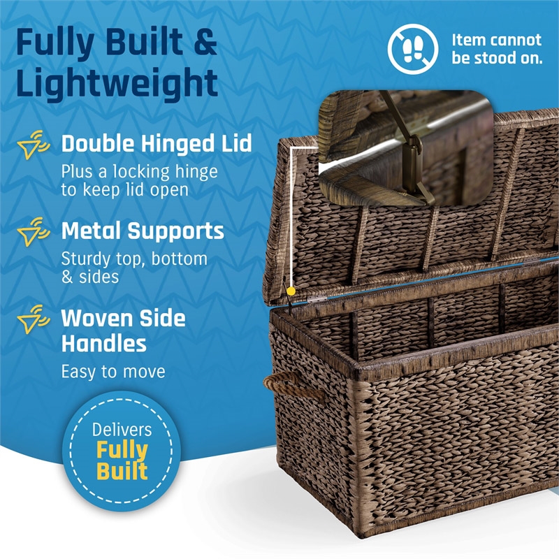 Click365 Storage Trunk Farmhouse Style Large Deep Woven Black Washed Wicker