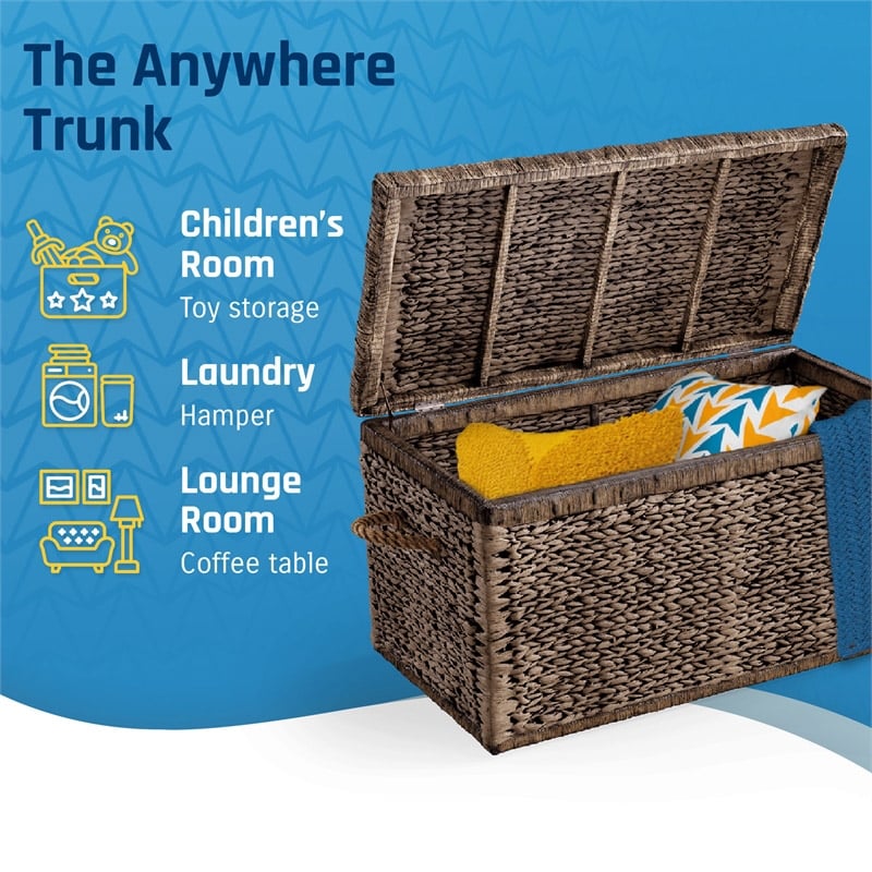 Click365 Storage Trunk Farmhouse Style Large Deep Woven Black Washed Wicker