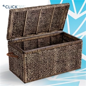 Click365 Storage Trunk Farmhouse Style Large Deep Woven Black Washed Wicker