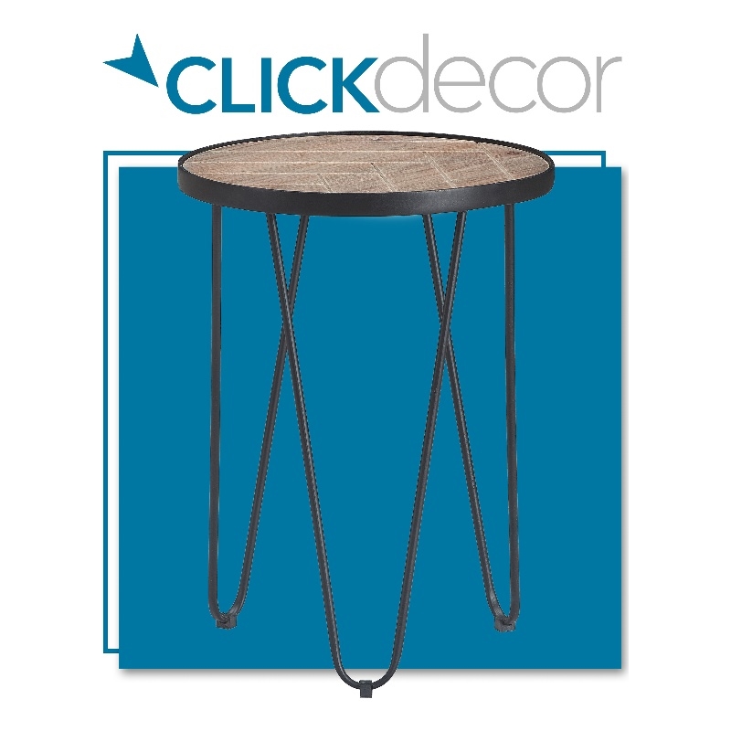 ClickDecor Farmhouse Side Table Wood and Black Metal