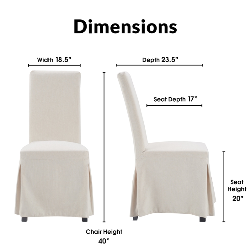 Finch Hayes Parsons Dining Chairs with Removable Slipcover Set of 2 Ivory White