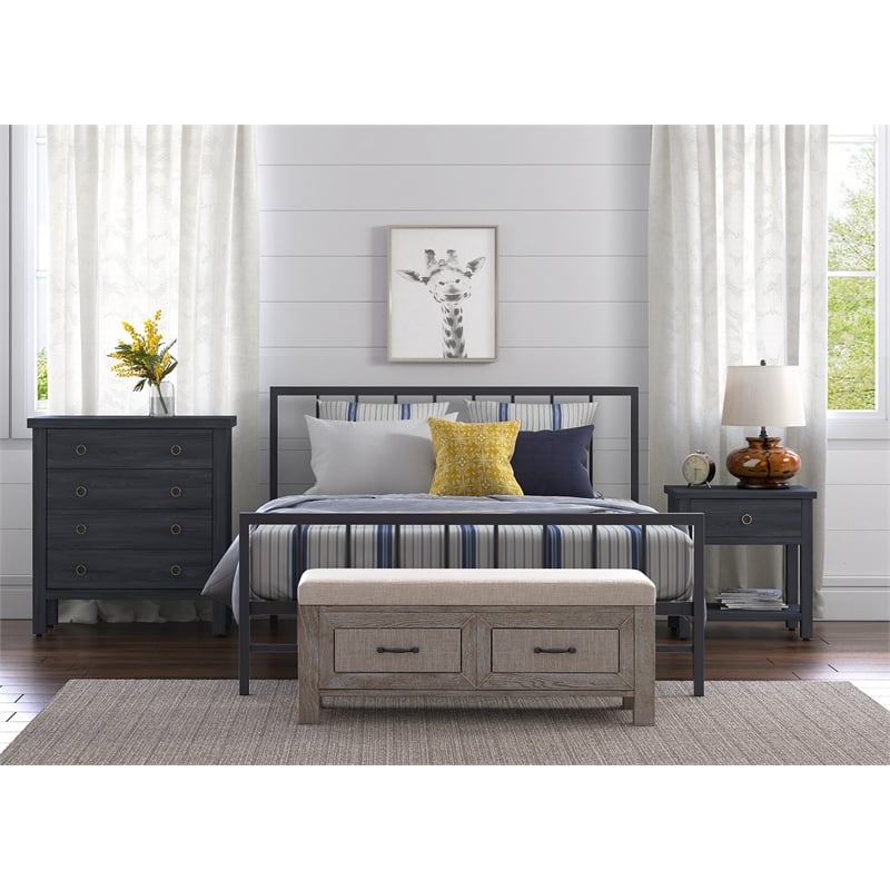 ClickDecor Evans Modern Metal Platform Queen Bed in Black