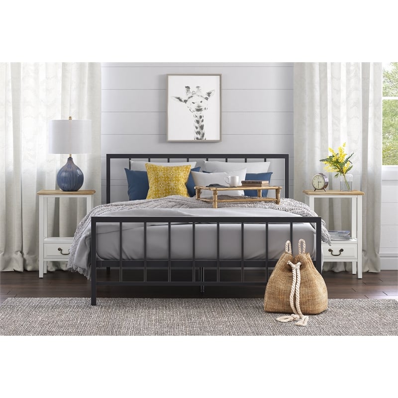 ClickDecor Evans Modern Metal Platform Queen Bed in Black
