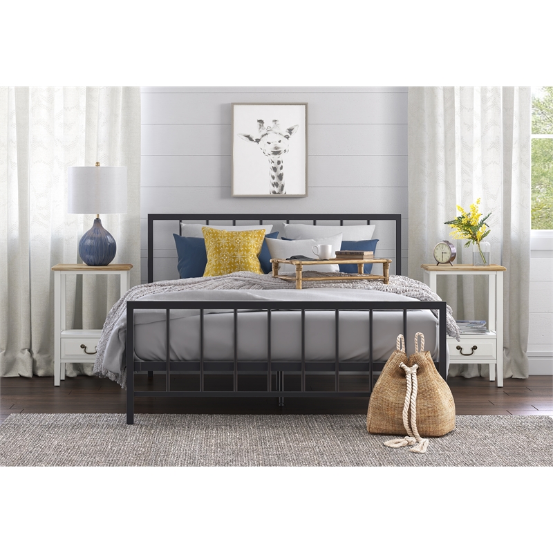 ClickDecor Evans Modern Metal Platform King Bed in Black