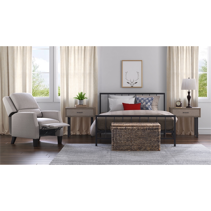 ClickDecor Evans Modern Metal Platform King Bed in Black