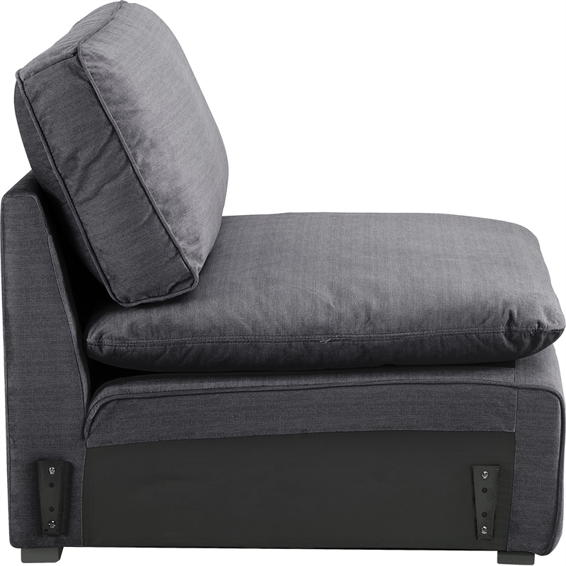 Click Decor Modular Fabric Armless Sofa Chair in Charcoal UPH20137B