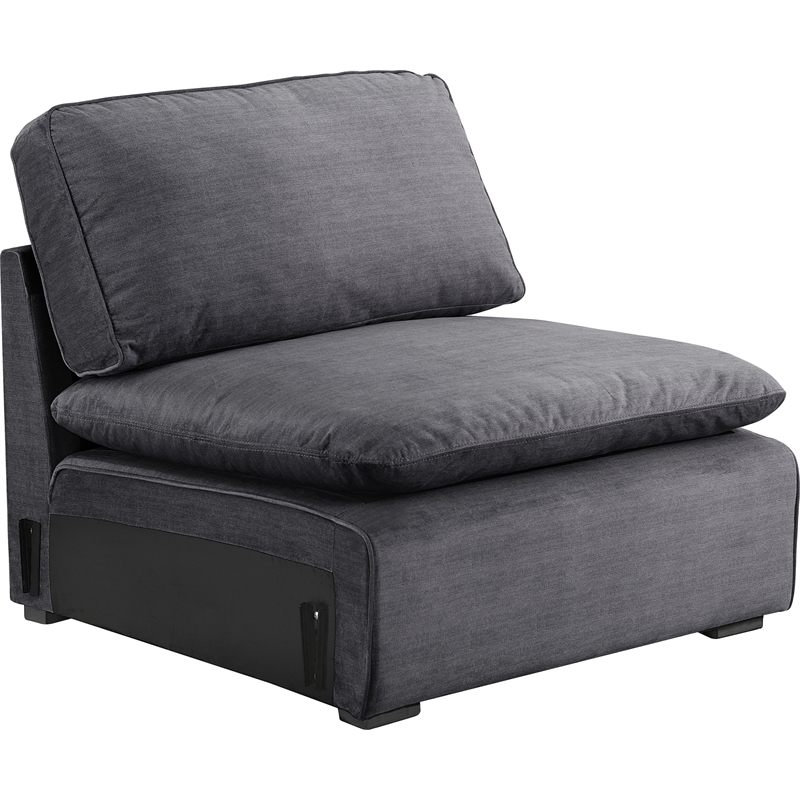 Click Decor Modular Fabric Armless Sofa Chair in Charcoal UPH20137B