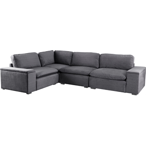 click decor modular solid wood and fabric sectional sofa set in charcoal