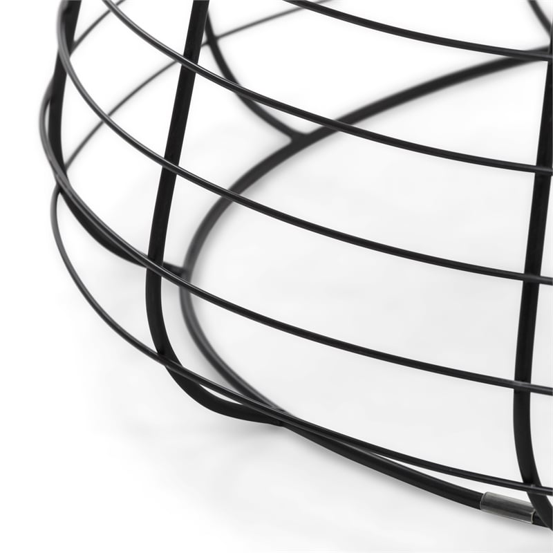 ClickDecor Morris Metal and Wood Top Round Coffee Table in Black