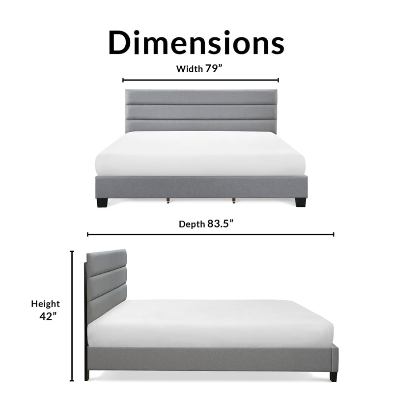 ClickDecor Hudson Upholstered Bed King Gray