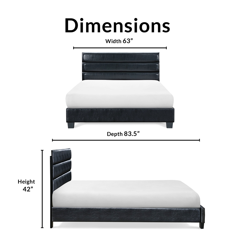 ClickDecor Hudson Leather Bed Queen Black