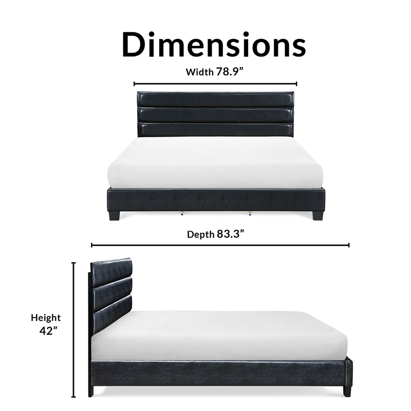 ClickDecor Hudson Leather Bed King Black