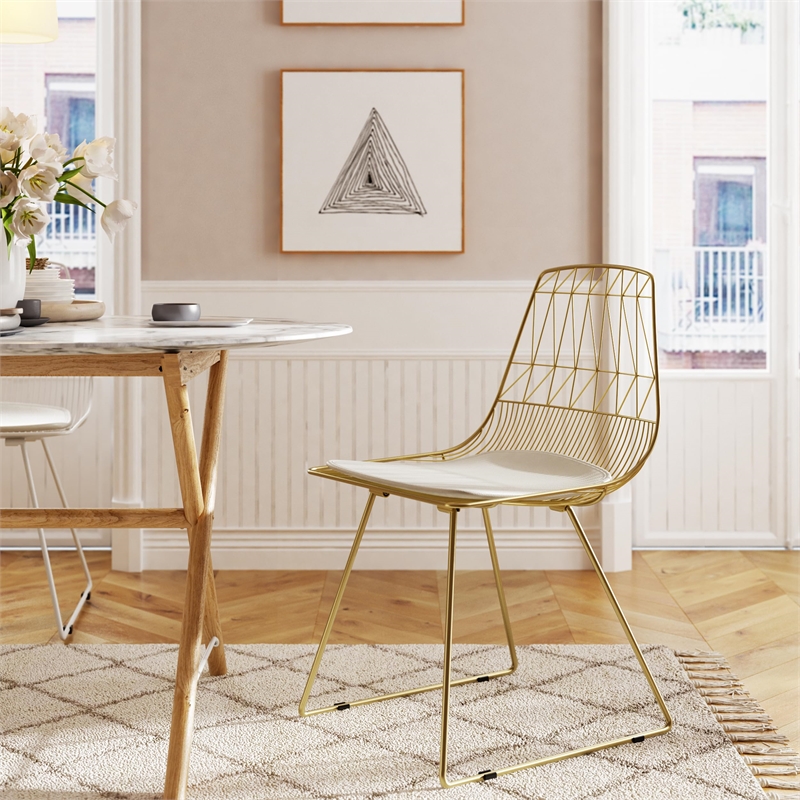 Adore Decor Vivi Dining Chair Set of 2 Gold