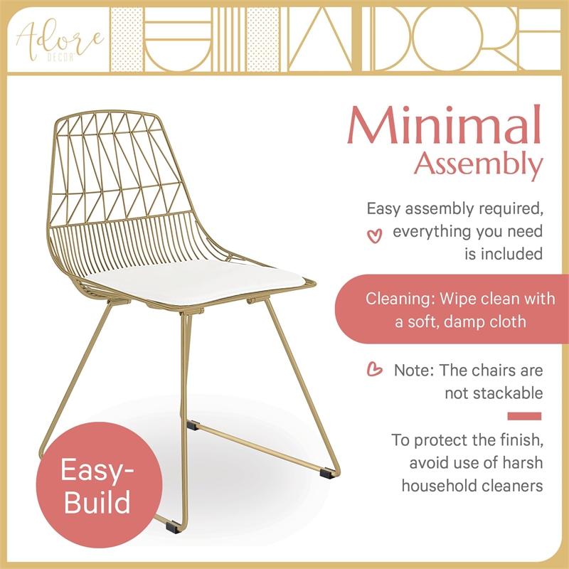 Adore Decor Vivi Dining Chair Set of 2 Gold