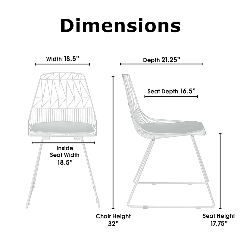 Adore Decor Vivi Metal Dining Side Chair in French White (Set of 2)