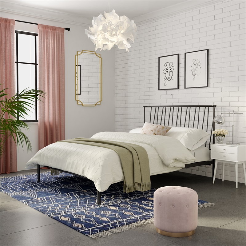 Adore Decor Stella Black Metal Queen Bed