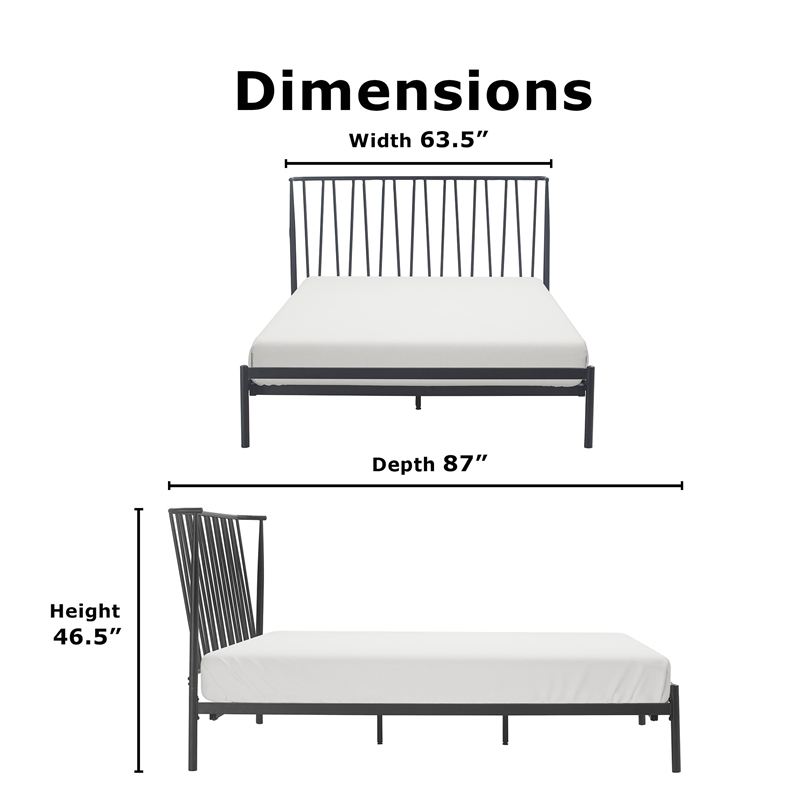 Adore Decor Stella Black Metal Queen Bed