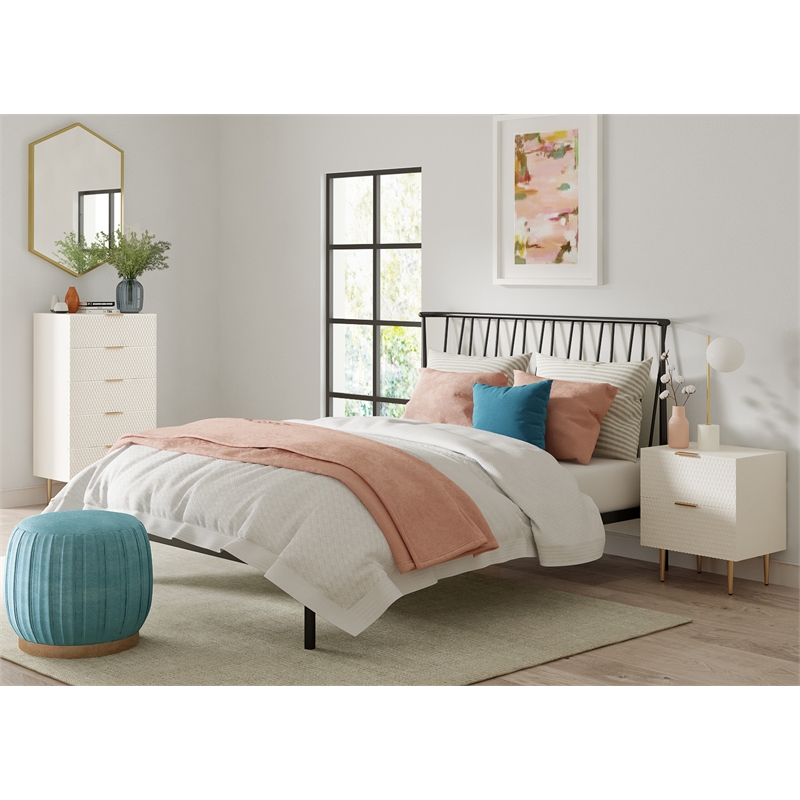 Adore Decor Stella Metal King Bed - Black