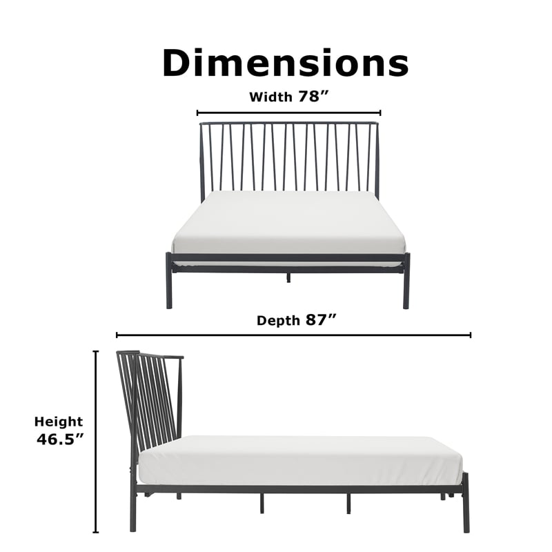 Adore Decor Stella Metal King Bed - Black