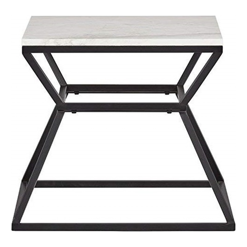 Adore Decor Audrey Marble Accent Table in Black