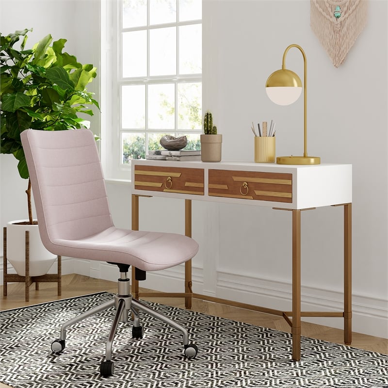 Adore Decor Jupiter Modern 2-Drawer Wood Desk Console Table in White