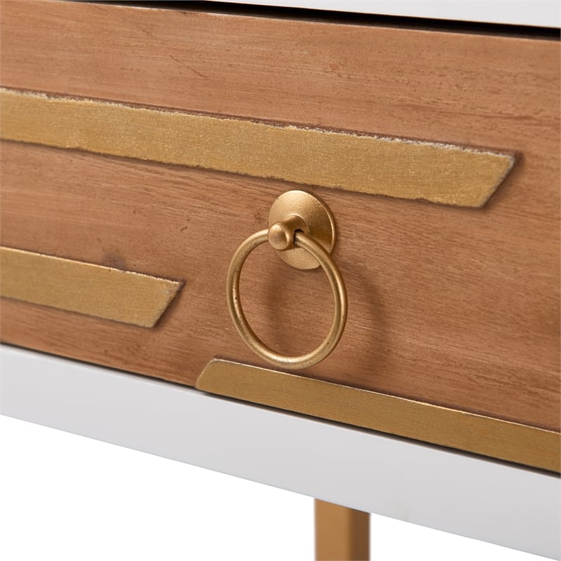 Adore Decor Jupiter Modern 2-Drawer Wood Desk Console Table in White