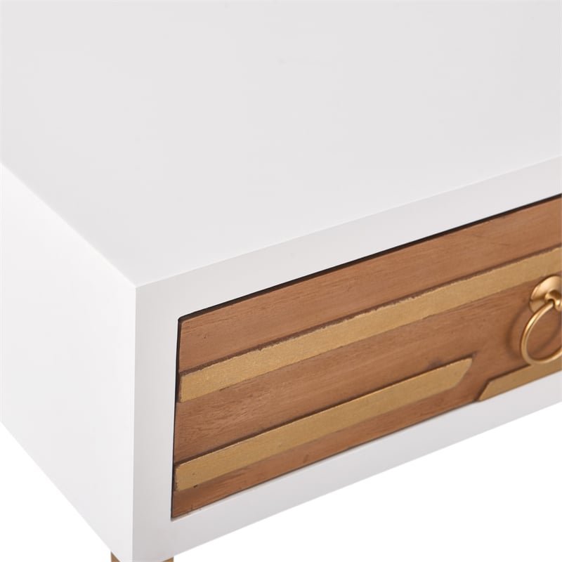 Adore Decor Jupiter Modern 2-Drawer Wood Desk Console Table in White