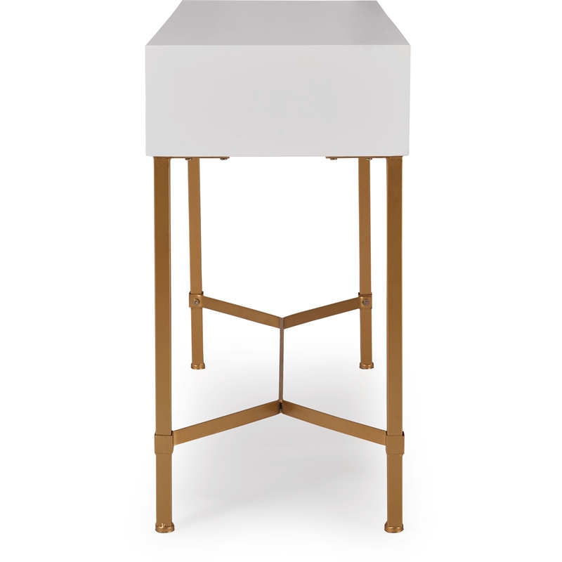 Adore Decor Jupiter Modern 2-Drawer Wood Desk Console Table in White