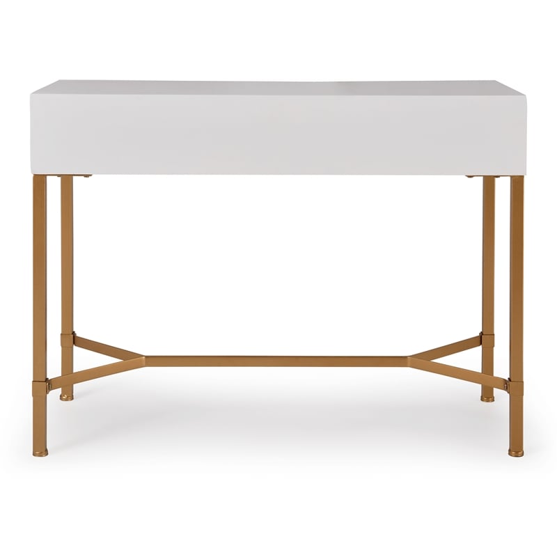 Adore Decor Jupiter Modern 2-Drawer Wood Desk Console Table in White