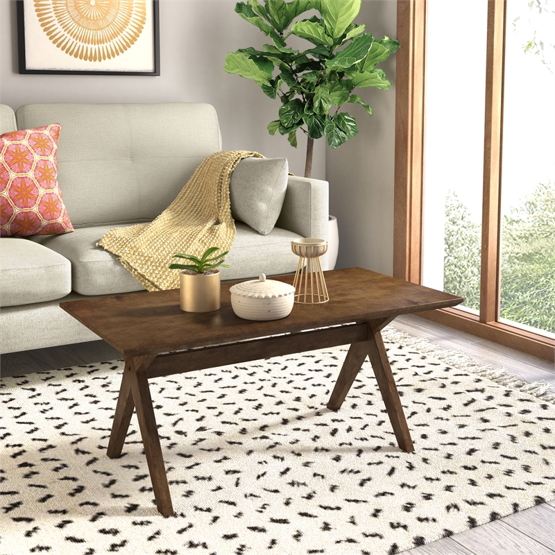 Adore Decor Lukas Farmhouse Wood Coffee Table in Brown
