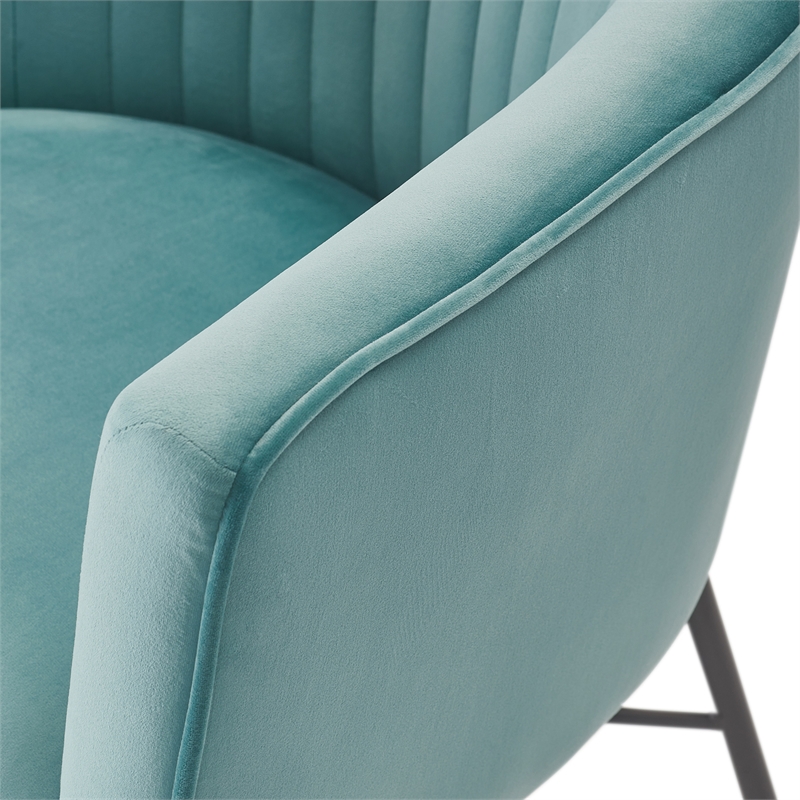 Adore Decor Leone Modern Tufted Velvet Accent Chair in Teal Blue