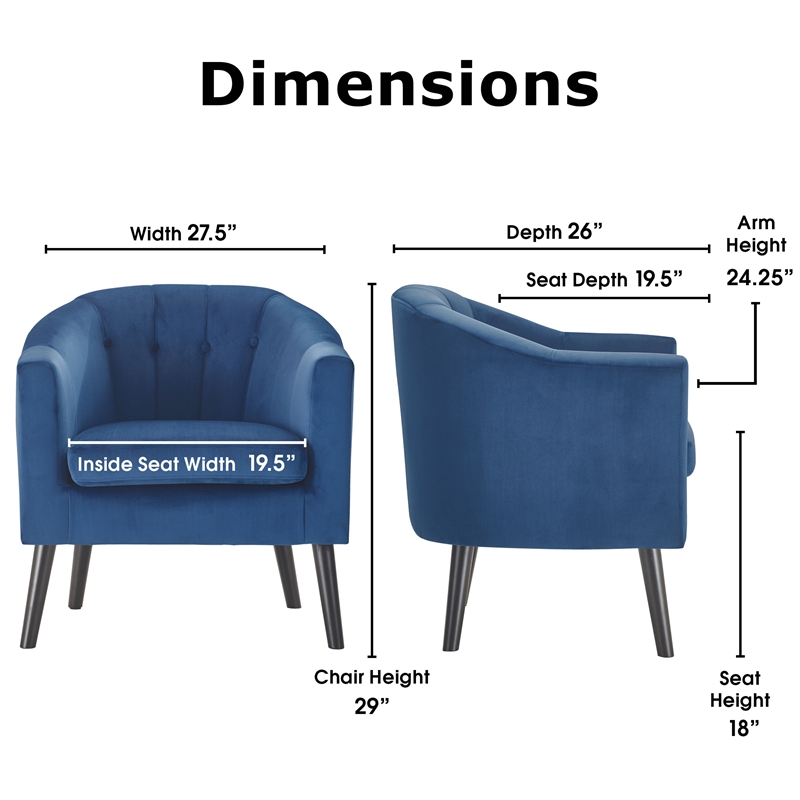Adore Decor Ivey Modern Tufted Velvet Accent Chair in Blue