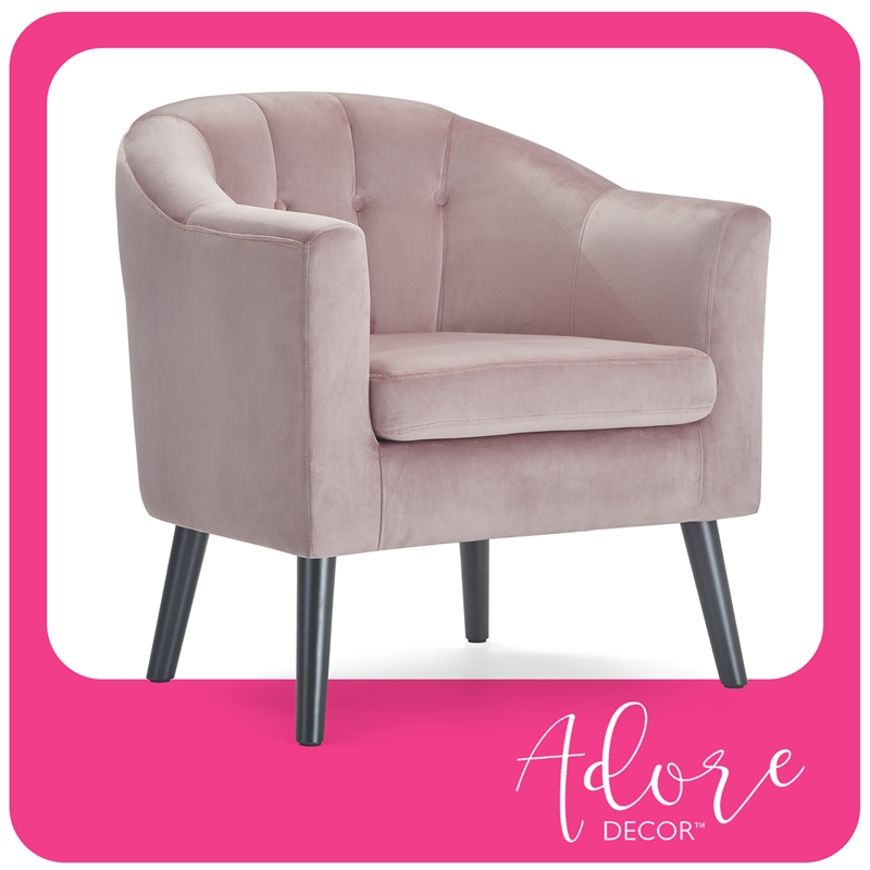Adore Decor Ivey Tufted Velvet Accent Chair in Pink