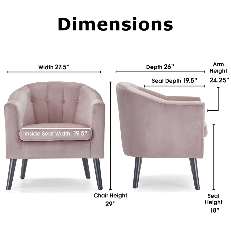 Adore Decor Ivey Tufted Velvet Accent Chair in Pink