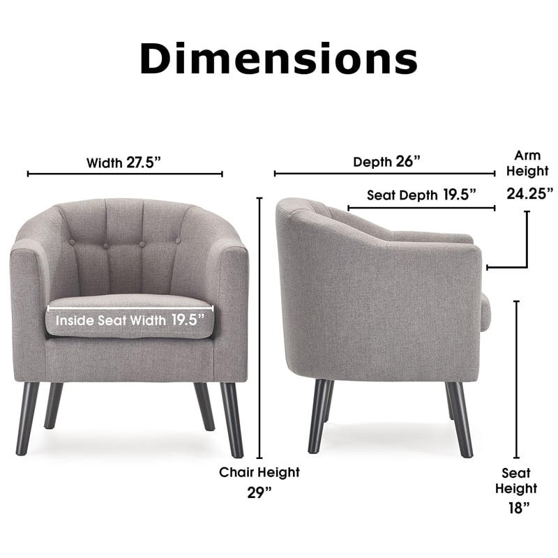 Adore Decor Ivey Modern Tufted Fabric Accent Chair in Gray