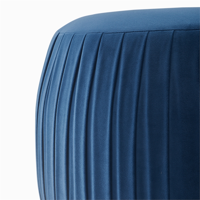 Adore Decor Jolie Modern Pleated Velvet Ottoman in Blue